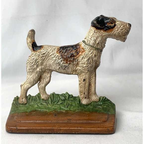 Hubley Other - Hubley Cast Iron Airedale Fox Terrier Dog Bookend Doorstop #294 Vintage Fine